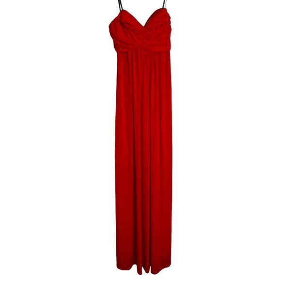 Laundry by Shelli Segal Womens Red Maxi Strapless Knit Lined Gown Size 0 - Picture 1 of 10